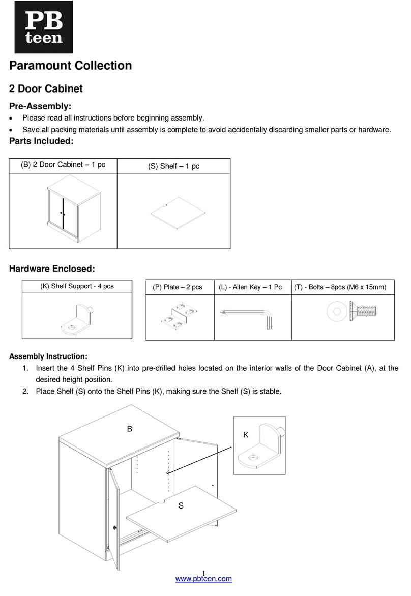PB TEEN Paramount 2 Door Cabinet User manual PB TEEN Paramount 2 Door Cabinet User manual