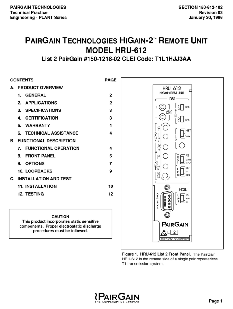 PairGain HiGain-2 HRU-612 manual
