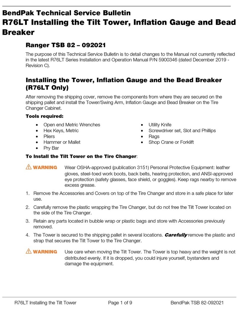 Bend-Pak R76LT Technical service bulletin