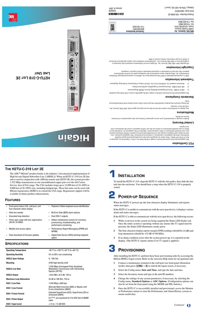 ADC HiGain H2TU-C-319 List 4E User manual