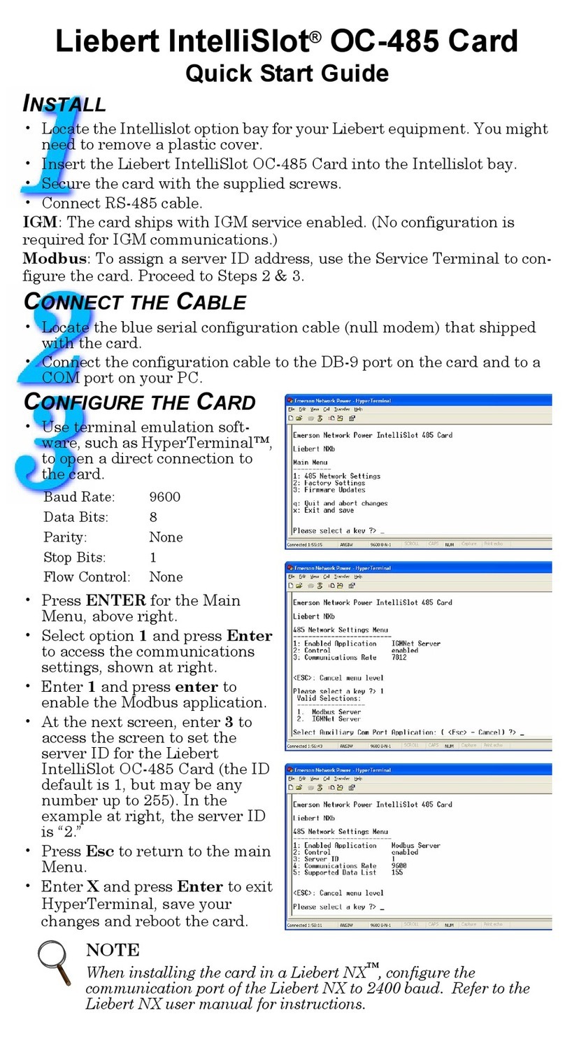 Emerson Liebert IntelliSlot OC-485 User manual