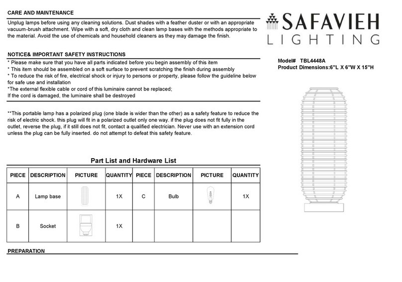 Safavieh Lighting TBL4448A quick start guide