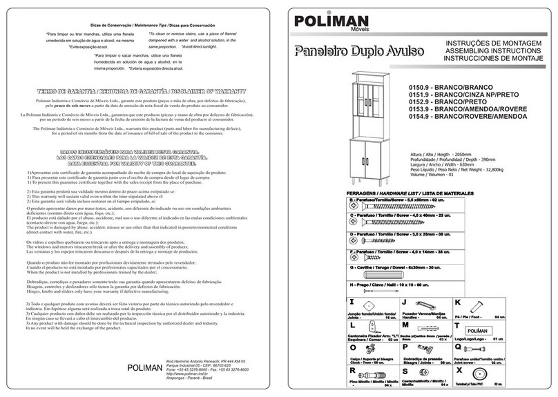 Poliman Moveis Paneleiro Duplo Avulso 0150.9 Installation guide