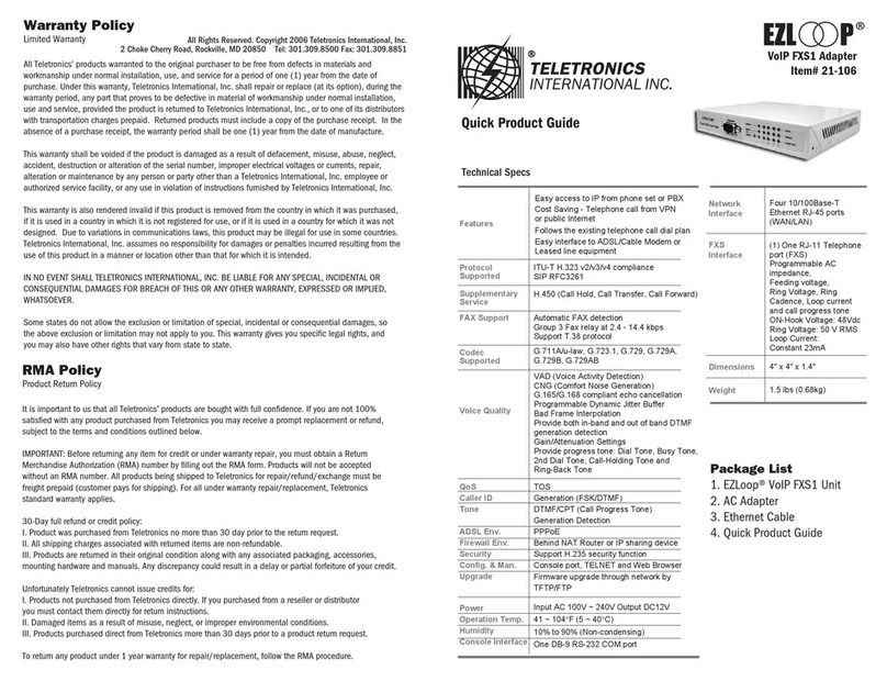 Teletronics International EZLoop 21-106 Quick product guide