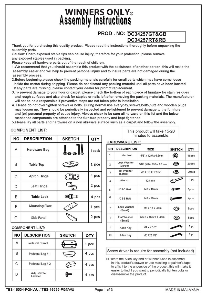 Winners Only DC34257GT Assembly instructions Winners Only DC34257GT Assembly instructions