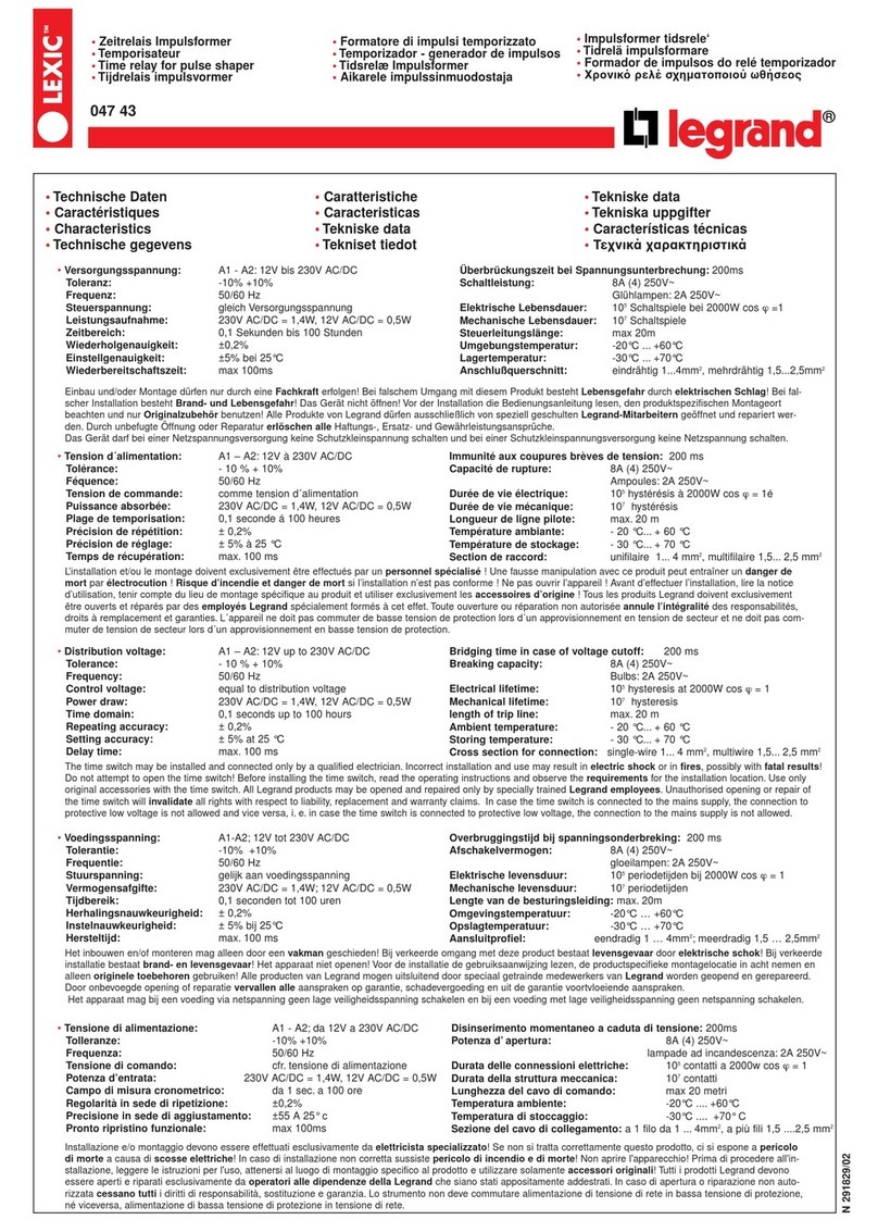 LEGRAND LEXIC 047 43 quick start guide