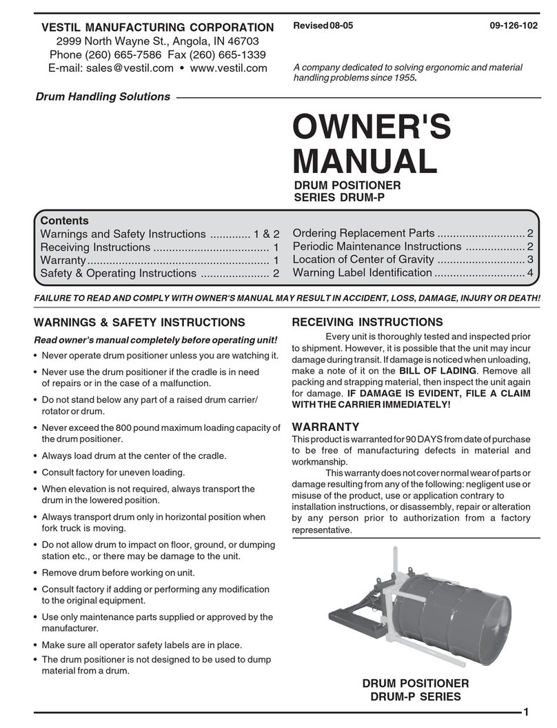 Vestil DRUM-P Series owner's manual
