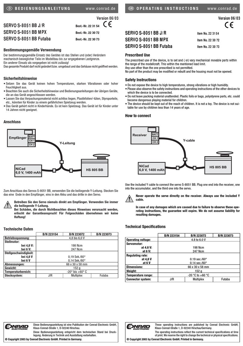 Conrad SERVO S-8051 BB J/R operating instructions