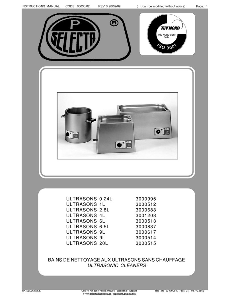 J.P. SELECTA ULTRASONS 0,24 L instruction manual