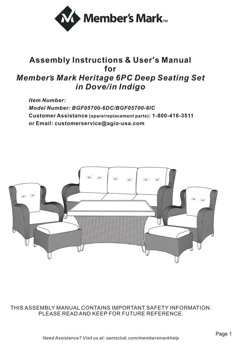 Members Mark Heritage Assembly instructions & user manual Members Mark Heritage Assembly instructions & user manual