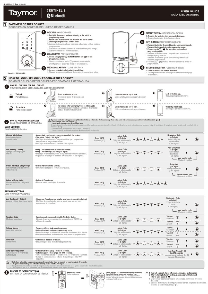 Taymor CENTINEL 3 user guide