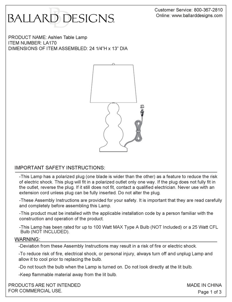 Ballard Designs Ashlen LA170 quick start guide