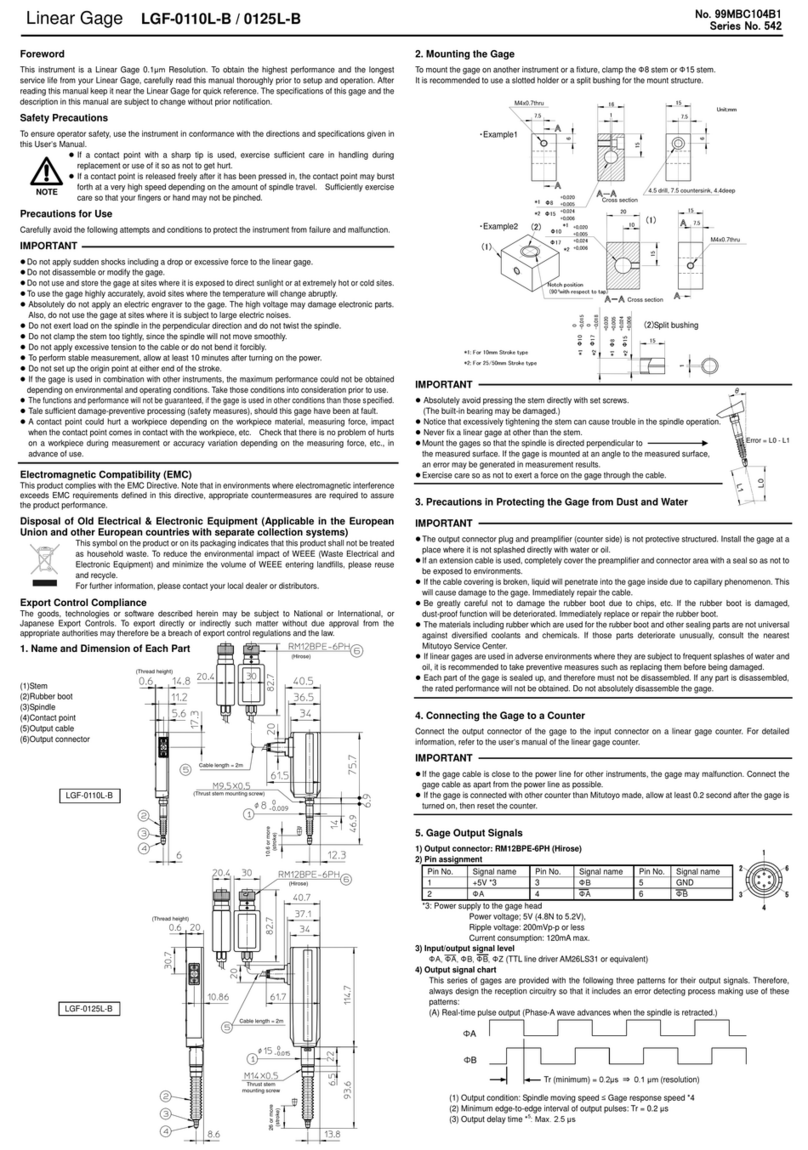 Mitutoyo LGF-0110L-B User manual