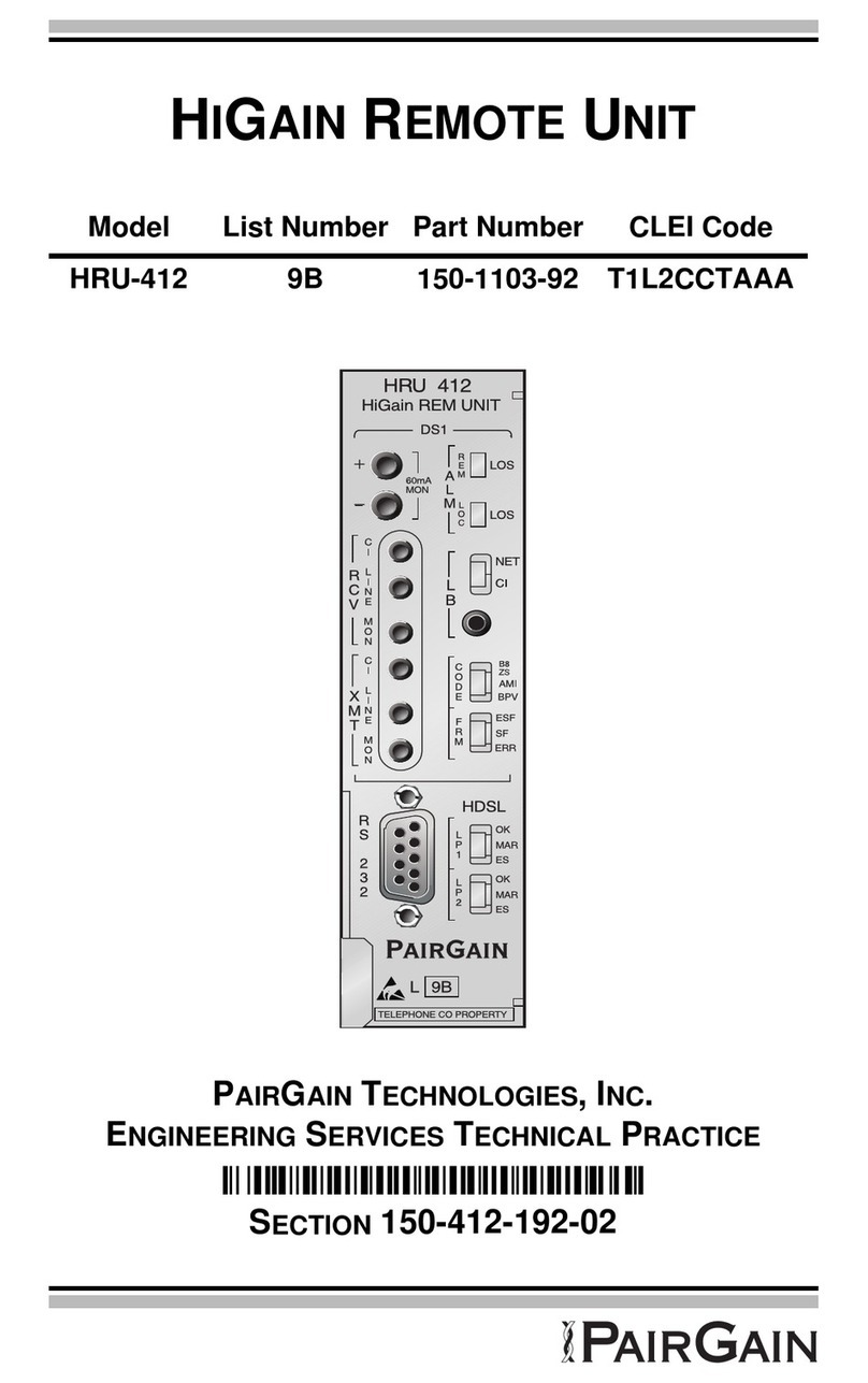 PairGain HIGAIN HRU-412 manual