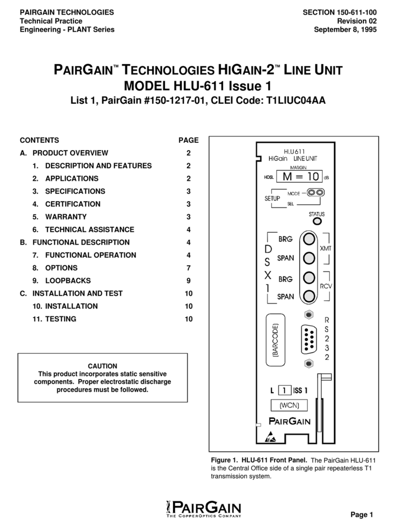 PairGain HIGAIN-2 HLU-611 User manual