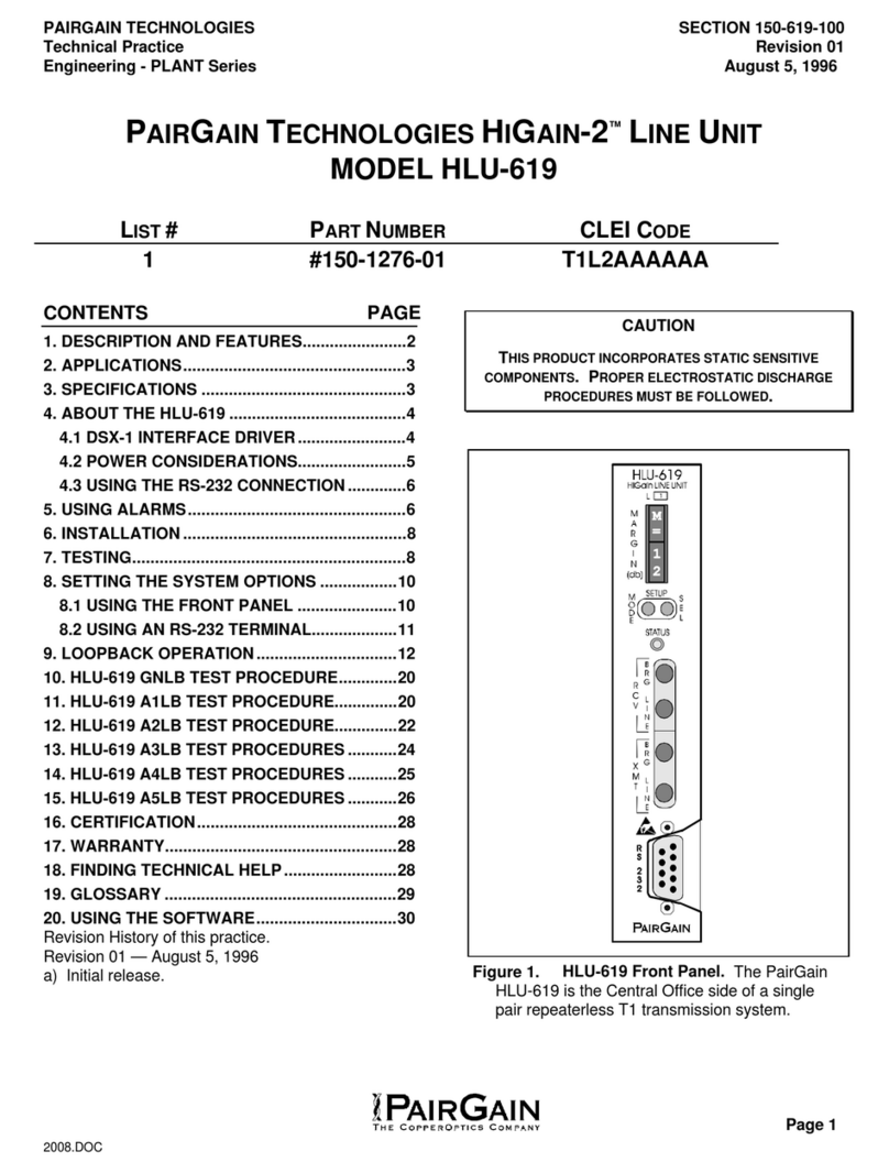 PairGain HIGAIN-2 HLU-619 manual PairGain HIGAIN-2 HLU-619 manual