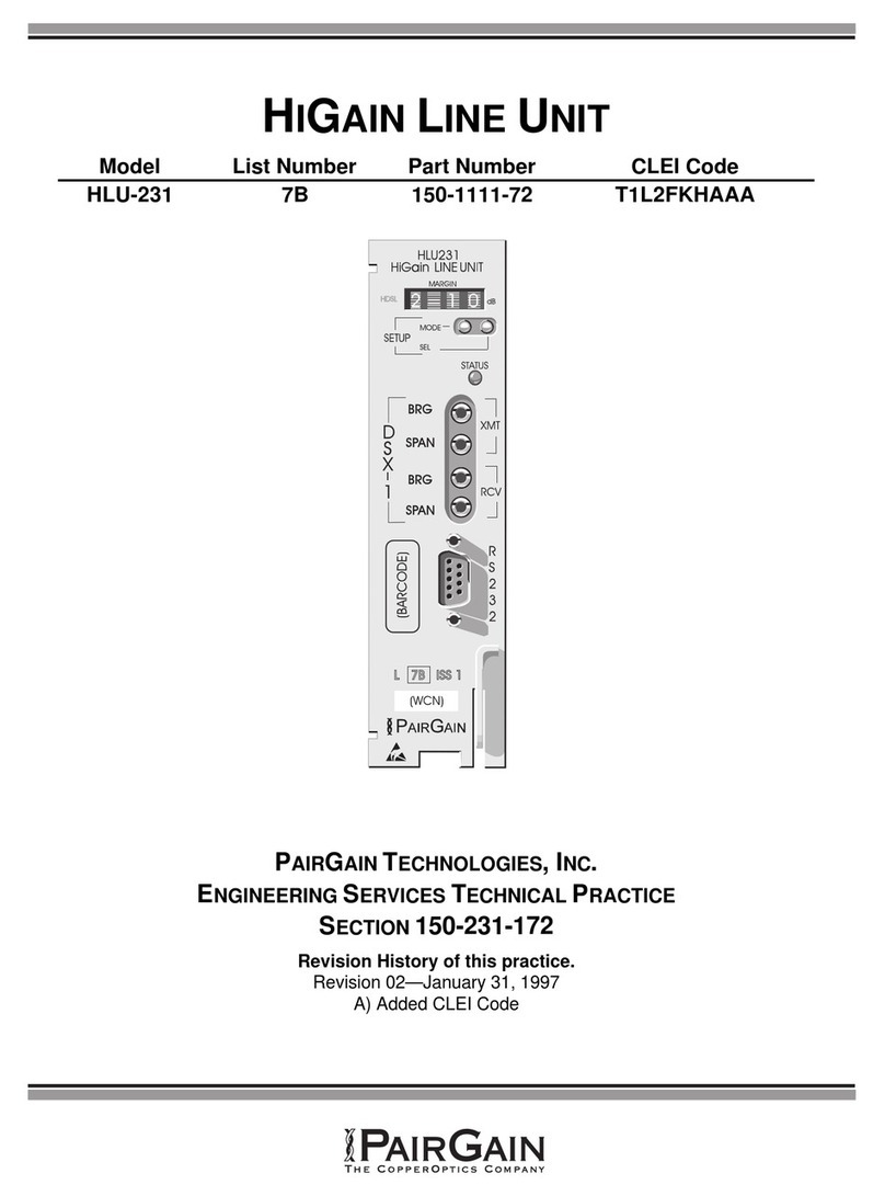 PairGain HLU-231 manual