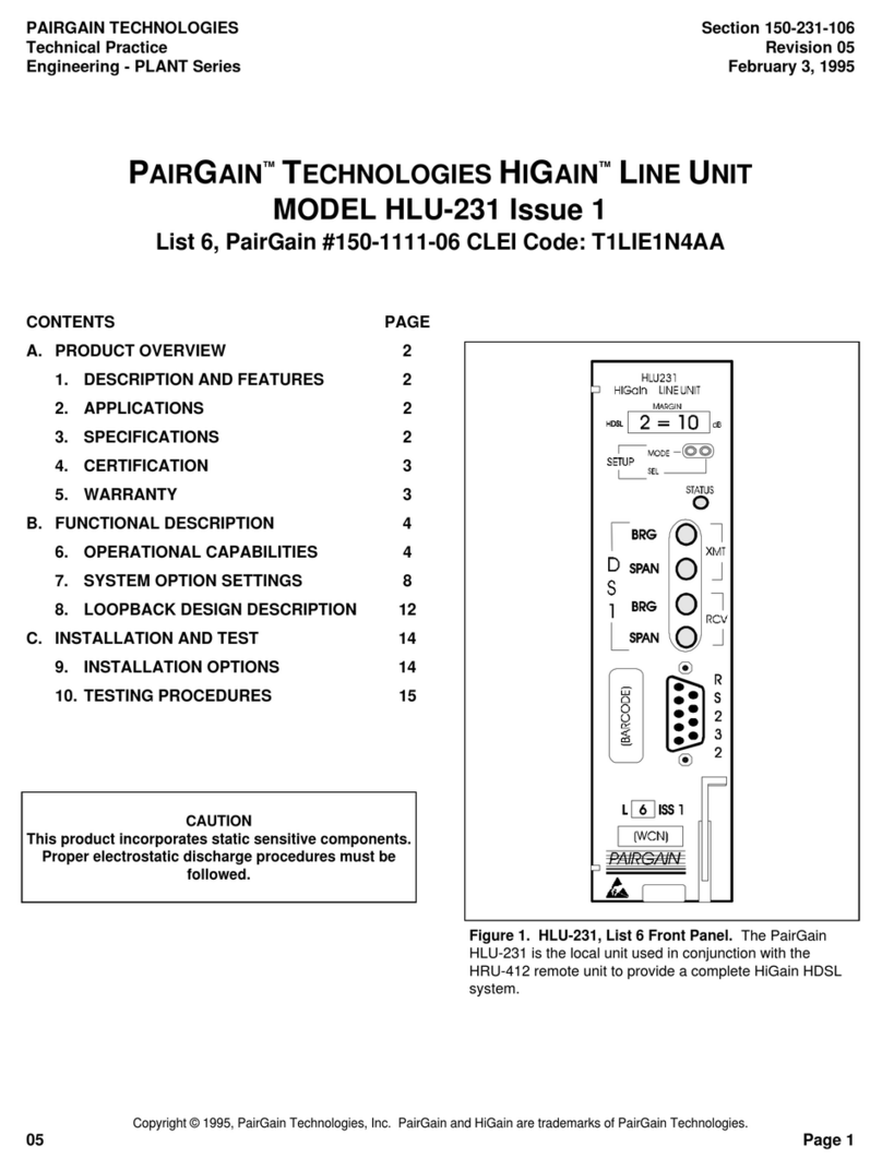 PairGain HLU-231 User manual