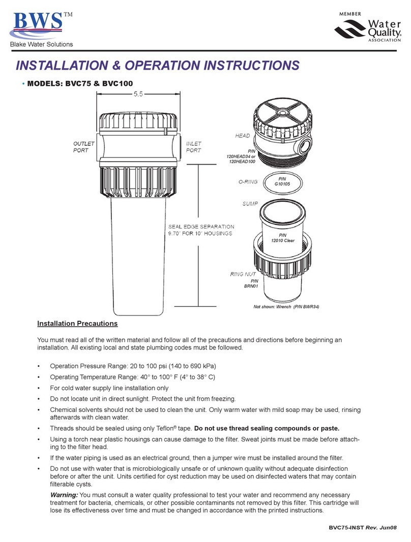 Water quality BWS BVC75 Installation & operation instructions