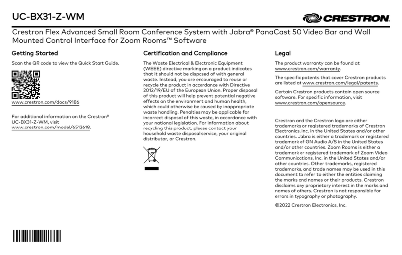 Crestron UC-BX31-Z-WM User manual Crestron UC-BX31-Z-WM User manual