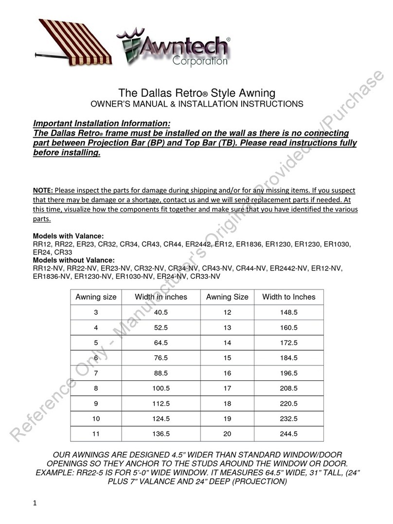 Awntech Dallas Retro RR22 Owner's Manual & Installation Instructions
