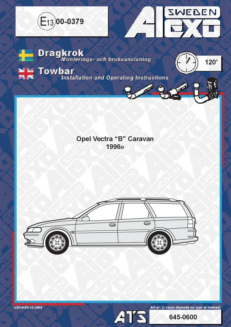 Alexo Sweden Opel Vectra B Caravan 1996 Installation and operating instructions