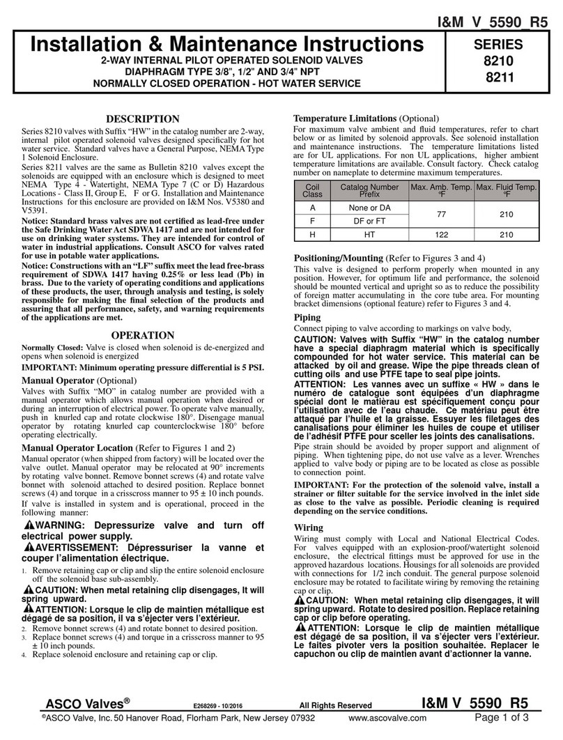 ASCO Valves 8210 Series Installation and operating instructions