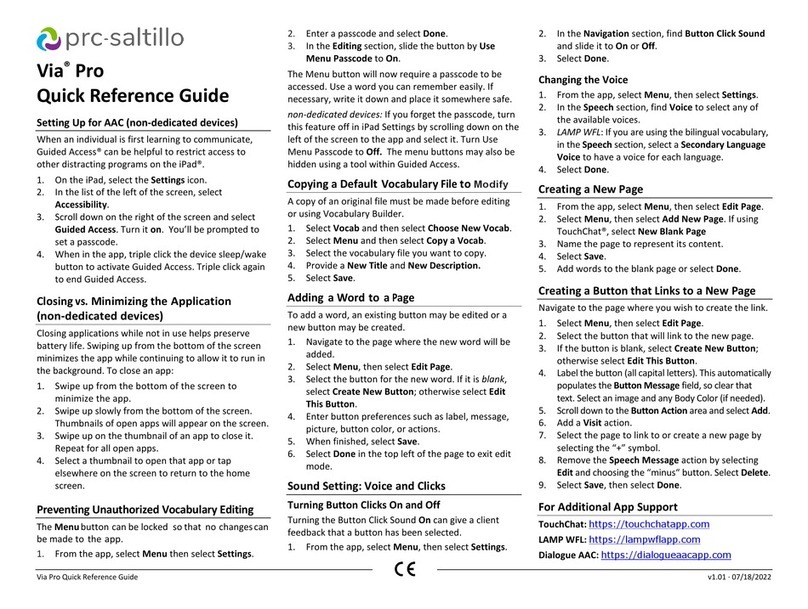 PRC-Saltillo Via Pro Quick reference guide