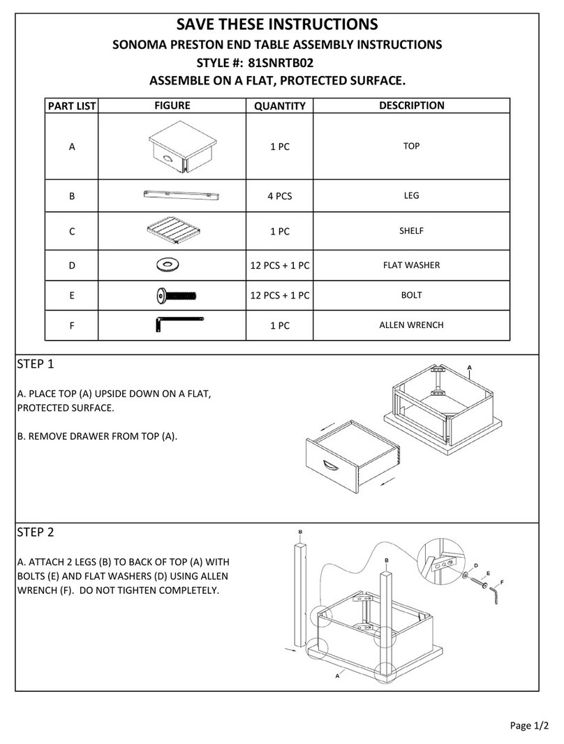 Sonoma PRESTON 81SNRTB02 User manual