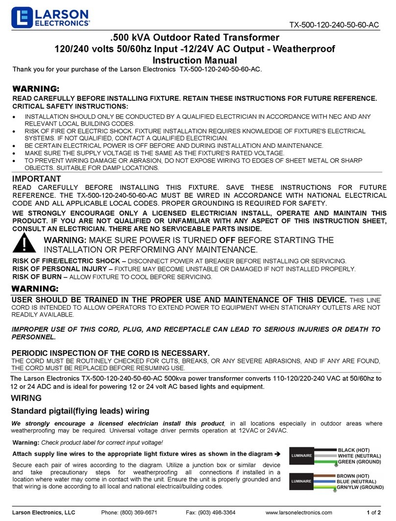 Larson Electronics TX-500-120-240-50-60-AC User manual