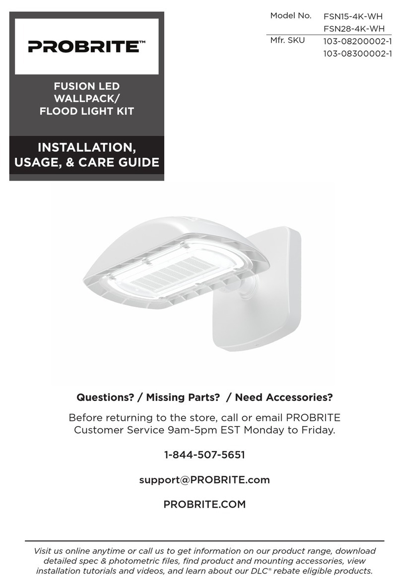 Probrite FSN15-4K-WH INSTALLATION, USAGE, & CARE GUIDE