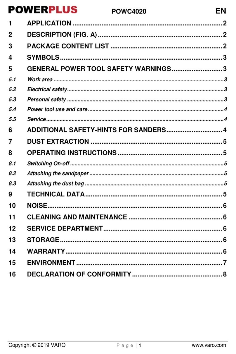 VARO POWERPLUS POWC4020 quick start guide