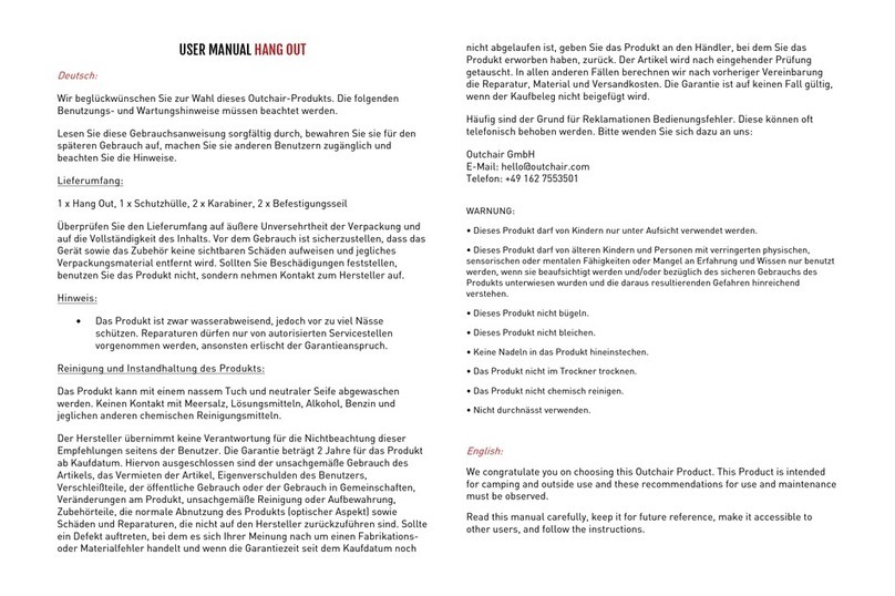 Outchair HANG OUT user manual
