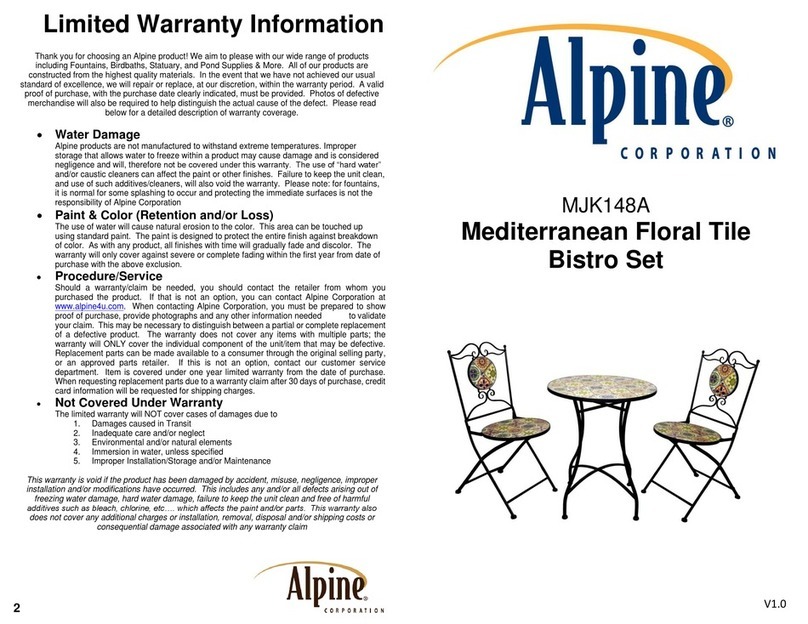 Alpine Mediterranean Floral Tile Bistro Set MJK148A User manual