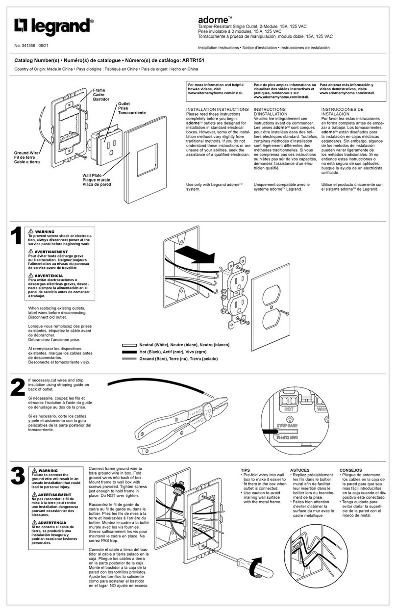 LEGRAND adorne ARTR151 User manual