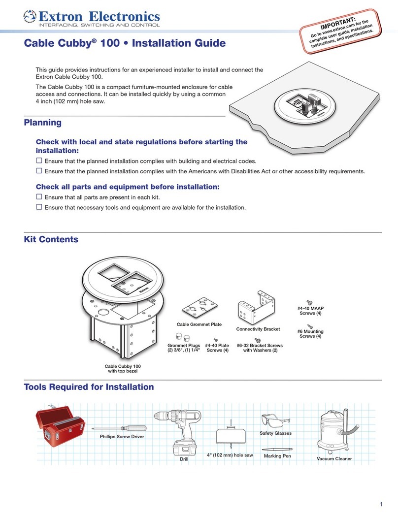 Extron electronics Cable Cubby 100 User manual Extron electronics Cable Cubby 100 User manual