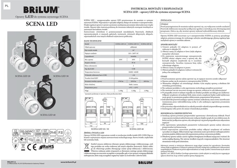 Brilum SCENA LED 20 Installation and operation manual