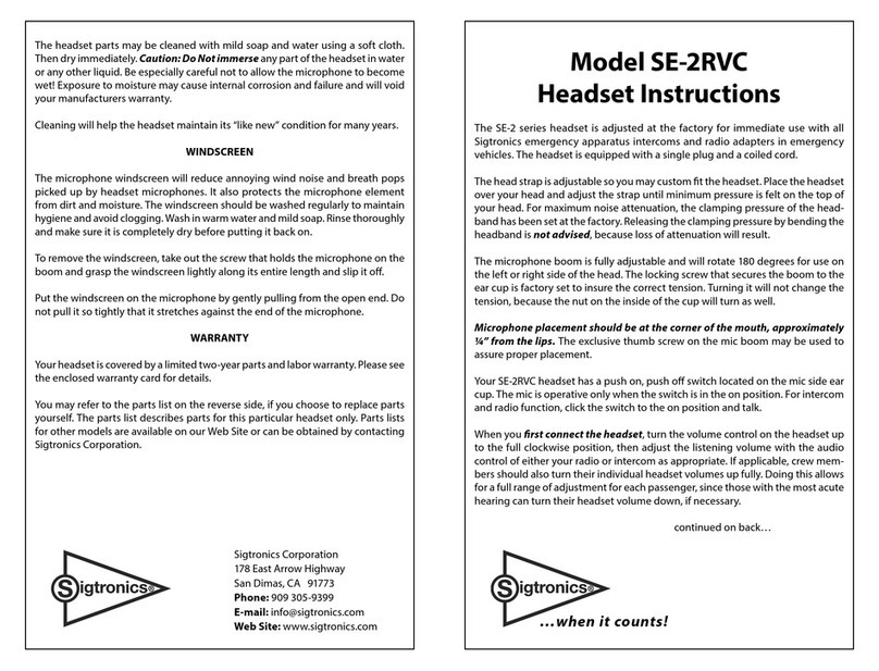 Sigtronics SE-2 Series User manual