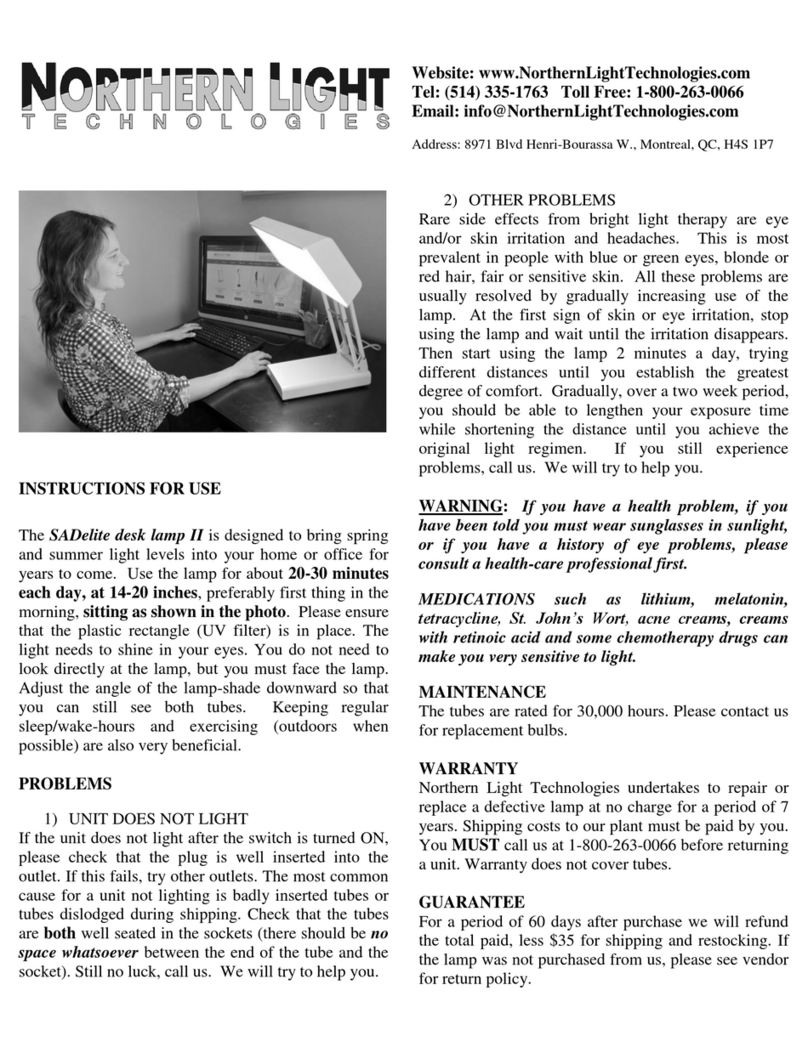 Northern Lights SADelite desk lamp II Instructions for use