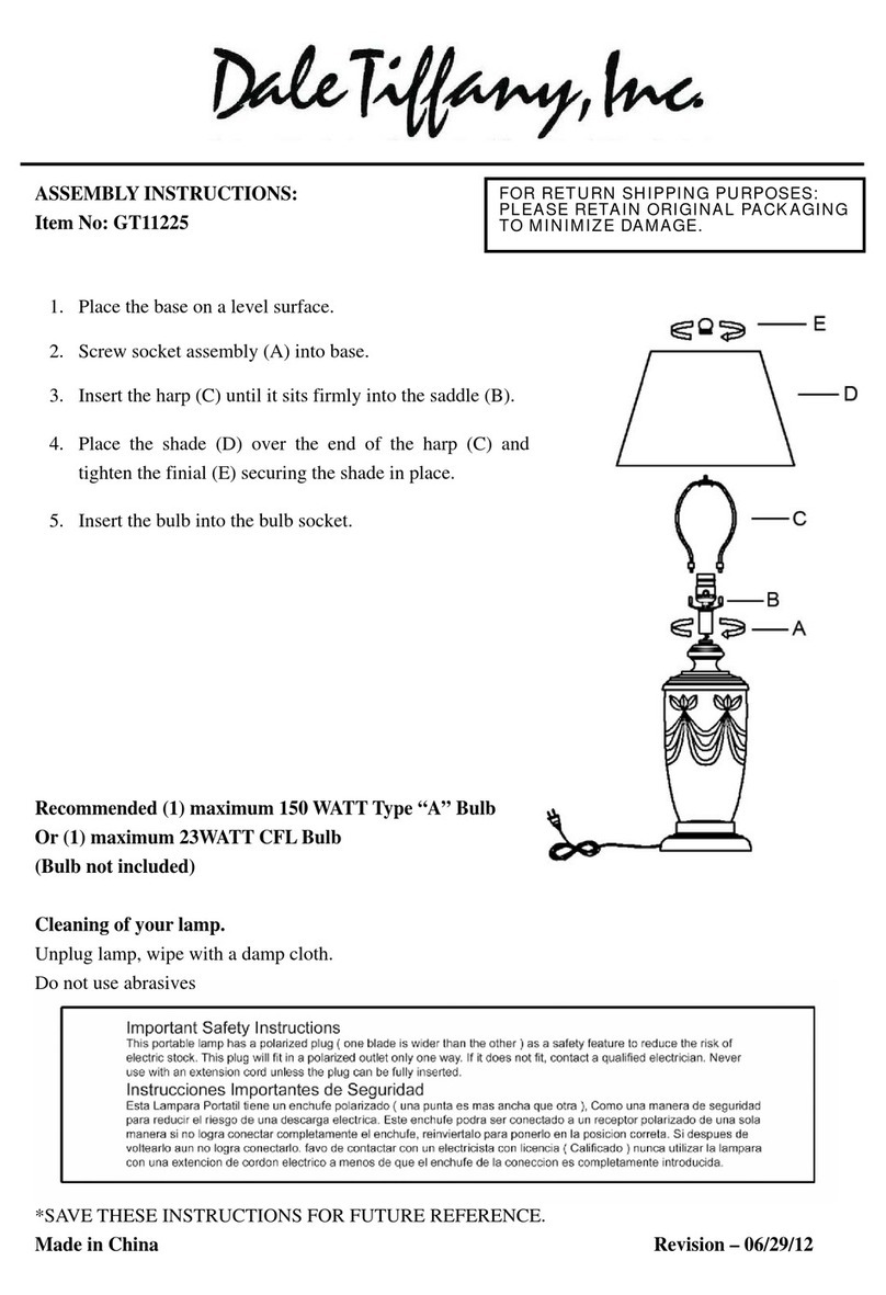 Dale Tiffany GT11225 Assembly instructions Dale Tiffany GT11225 Assembly instructions