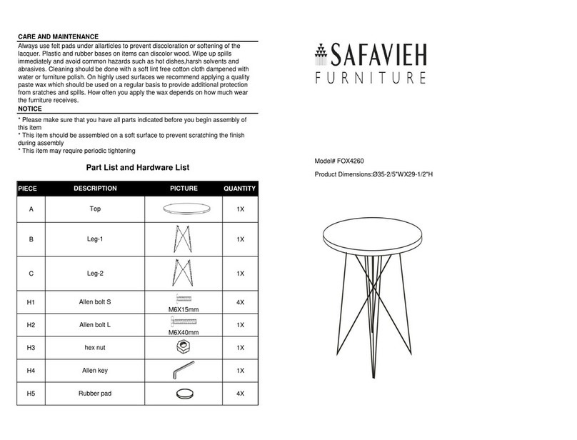 Safavieh Furniture Marino FOX4260 quick start guide Safavieh Furniture Marino FOX4260 quick start guide
