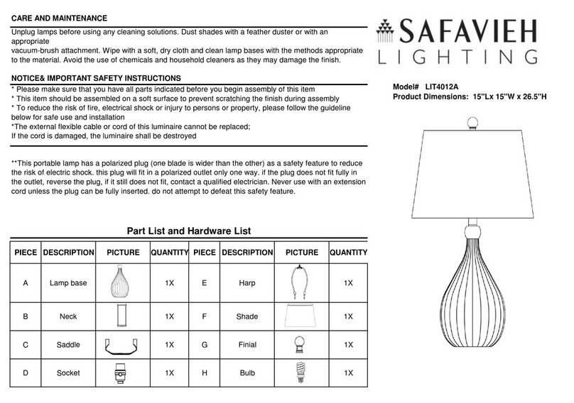 Safavieh Lighting Elli LIT4012A User manual