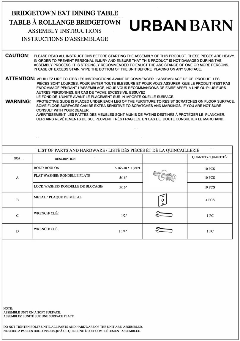 Urban Barn BRIDGETOWN 218072 User manual Urban Barn BRIDGETOWN 218072 User manual