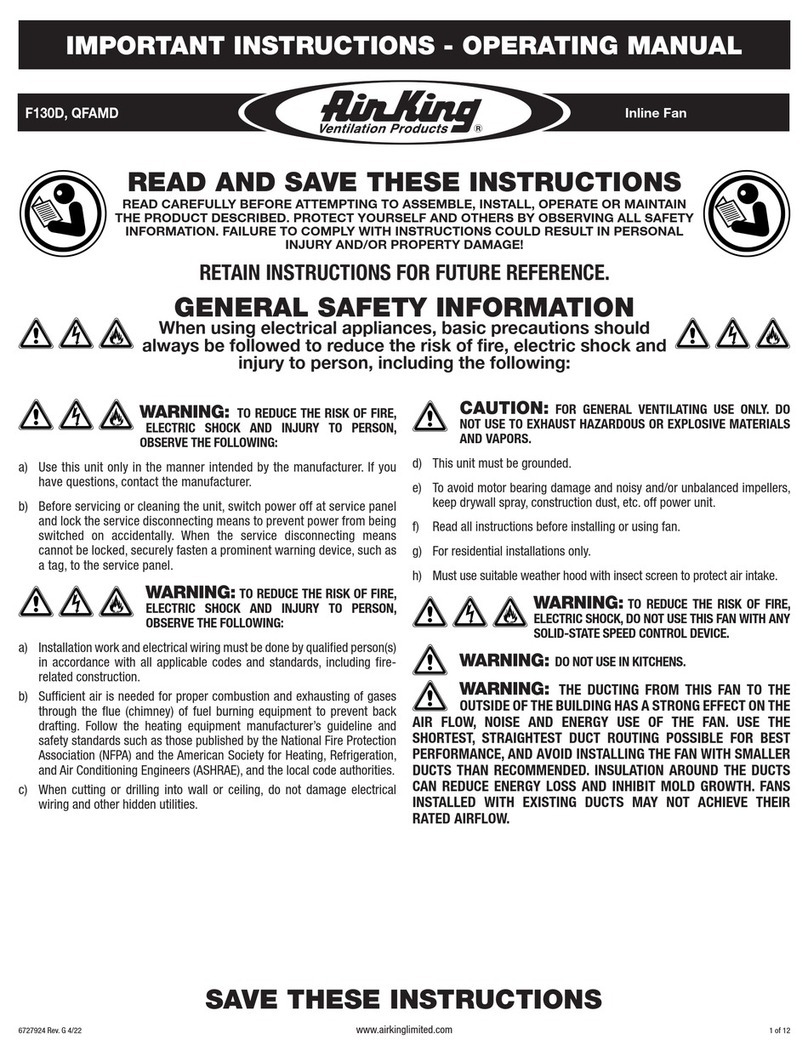 Air King Qufresh F130D operating manual