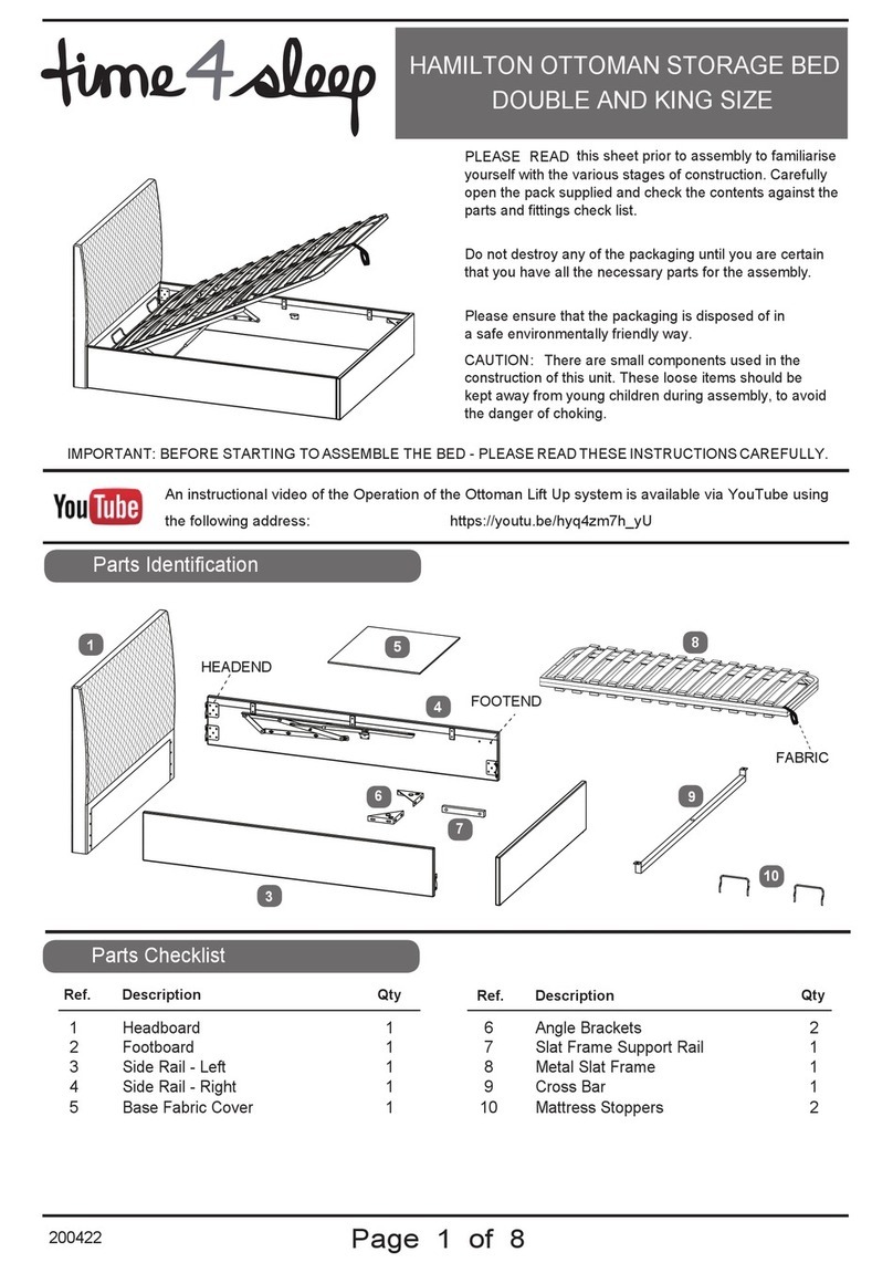 Time4Sleep HAMILTON OTTOMAN STORAGE BED User manual Time4Sleep HAMILTON OTTOMAN STORAGE BED User manual