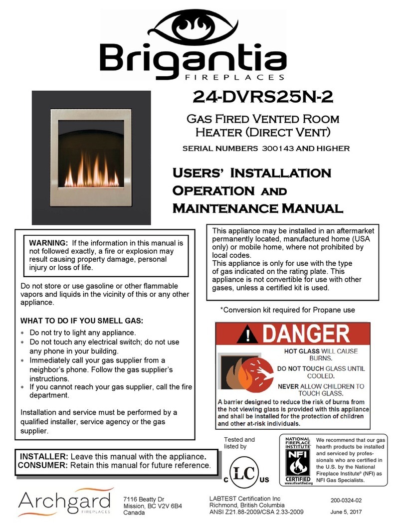 Brigantia Fireplaces 24-DVRS25N-2 User's installation, operation and maintenance manual Brigantia Fireplaces 24-DVRS25N-2 User's installation, operation and maintenance manual