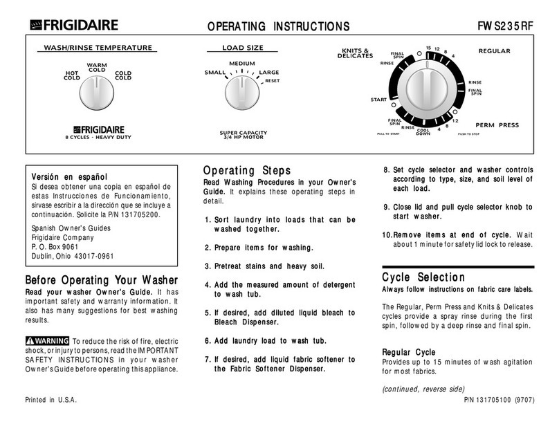 Frigidaire FWS235RF User manual