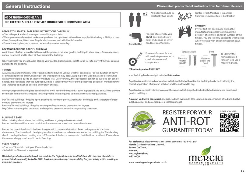 Mercia Garden Products 03DTSHPN0406DSHSA-V1 General instructions