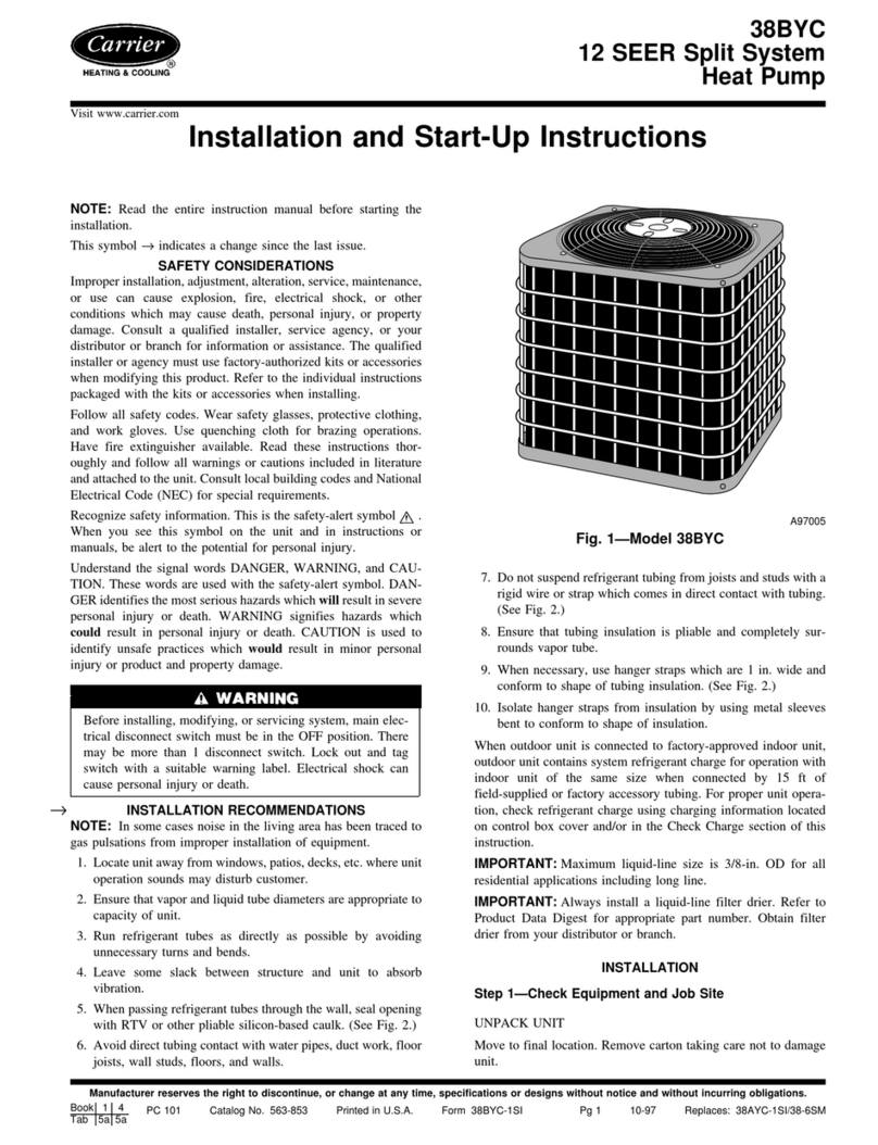 Carrier 38BYC Series Installation and start-up instructions Carrier 38BYC Series Installation and start-up instructions
