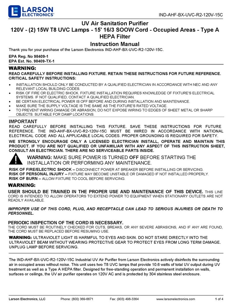 Larson Electronics IND-AHF-BX-UVC-R2-120V-15C instruction manual Larson Electronics IND-AHF-BX-UVC-R2-120V-15C instruction manual